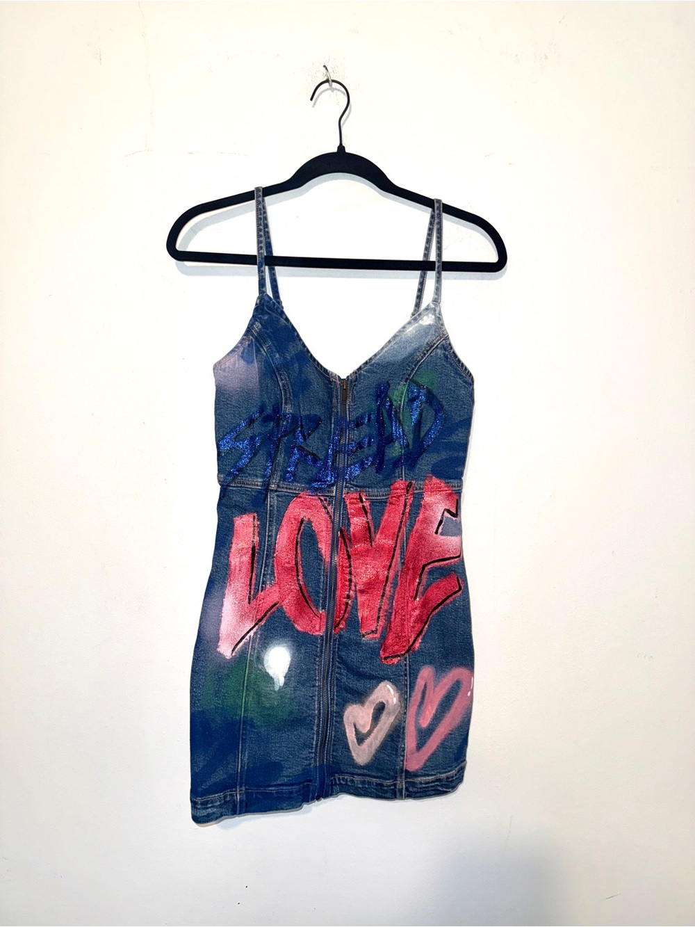 Denim Graffiti 'Spread Love' Mini Dress
